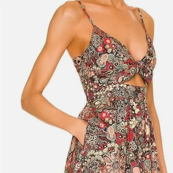 A.L.C. LAURA FLORAL PRINT CUT OUT MAXI DRESS in Sangria Multi NWT Sz 0 - Picture 3 of 12